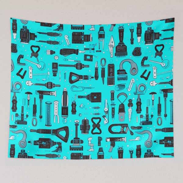 Item preview, Neon Blue Toolbox Digital Pattern designed and sold by zolarche.