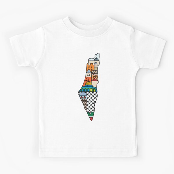 Item preview, I Love Palestine My Homeland Palestinian Map with Kufiya Hatta Pattern and Most Sacred Cites In Jerusalem -blk designed and sold by Hurriyyatee.