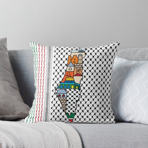 Item preview, I Love Palestine My Homeland Palestinian Map with Kufiya Hatta Pattern and Most Sacred Cites In Jerusalem -blk designed and sold by Hurriyyatee.