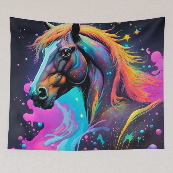 Item preview, Celestial Steed: Cosmic Constellations in Neon Iridescence designed and sold by javaoverride.