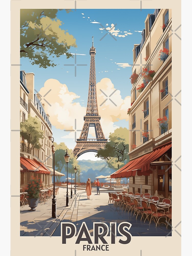 Thumbnail 7 of 7, Framed Art Print, Retro Vintage Paris Poster with Eiffel Tower - Travel Poster designed and sold by BrushstrokesA.