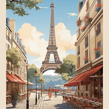 Artwork thumbnail, Retro Vintage Paris Poster with Eiffel Tower - Travel Poster by BrushstrokesA