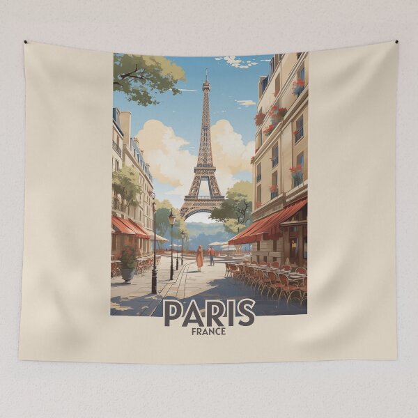 Item preview, Retro Vintage Paris Poster with Eiffel Tower - Travel Poster designed and sold by BrushstrokesA.