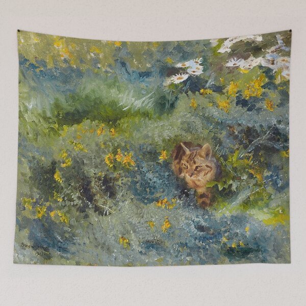 Item preview, Cat in a Meadow of Flowers - Abstract designed and sold by tomorrowsart.