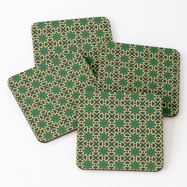 Item preview, Geometric Flowers Pattern - Green and Golden designed and sold by ObscureElegance.