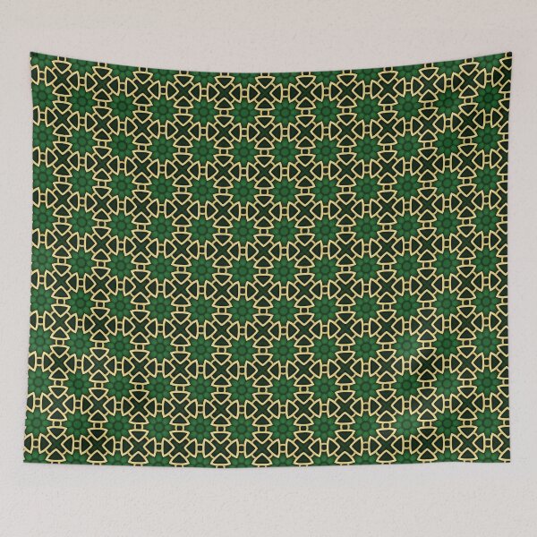 Item preview, Geometric Flowers Pattern - Green and Golden designed and sold by ObscureElegance.