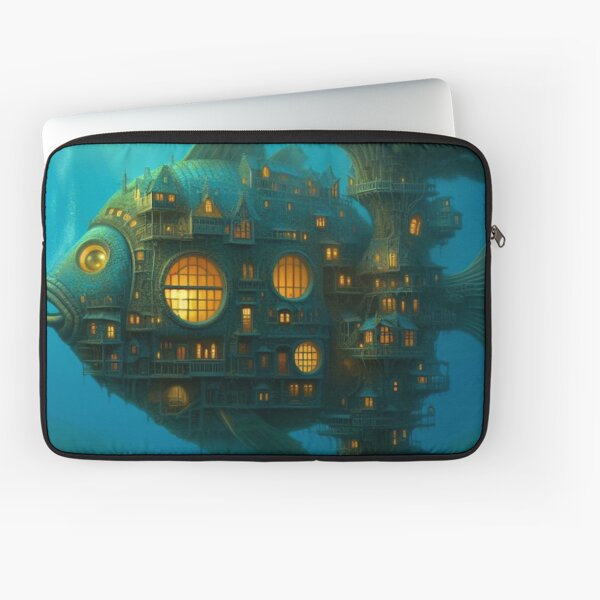 Underwater City of Fish and Trees Laptop Sleeve