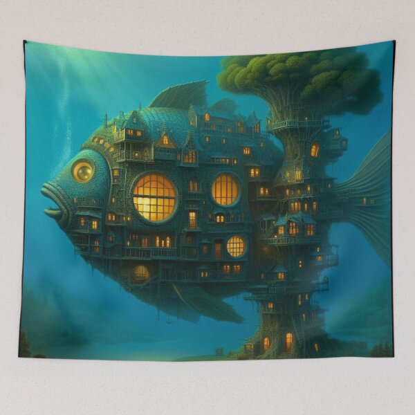 Item preview, Underwater City of Fish and Trees designed and sold by Sarah Curtiss.