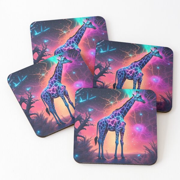 Item preview, Cosmic Elegance: Astral Giraffe in Neon Constellations designed and sold by javaoverride.