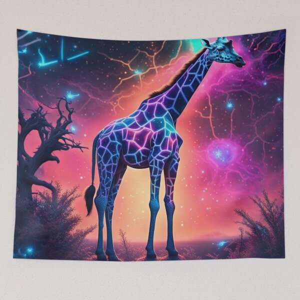 Item preview, Cosmic Elegance: Astral Giraffe in Neon Constellations designed and sold by javaoverride.