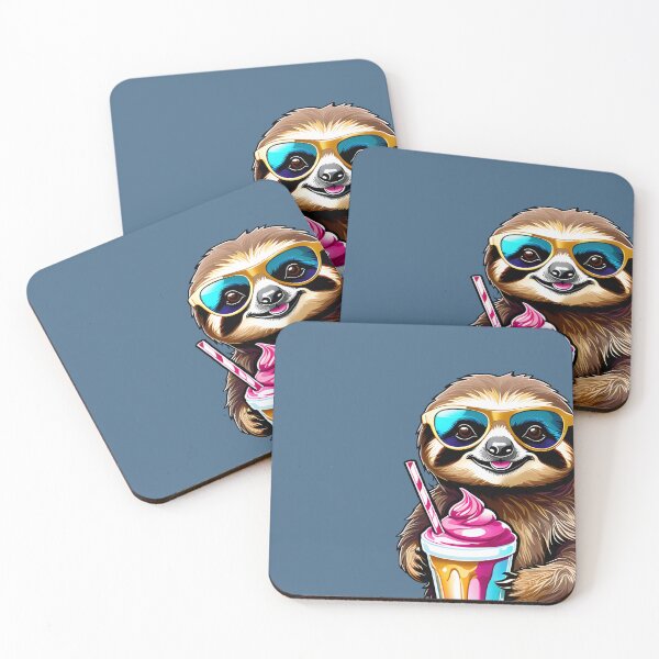 Item preview, Sunglasses + Milkshake = Cool Sloth designed and sold by StickerSquare.