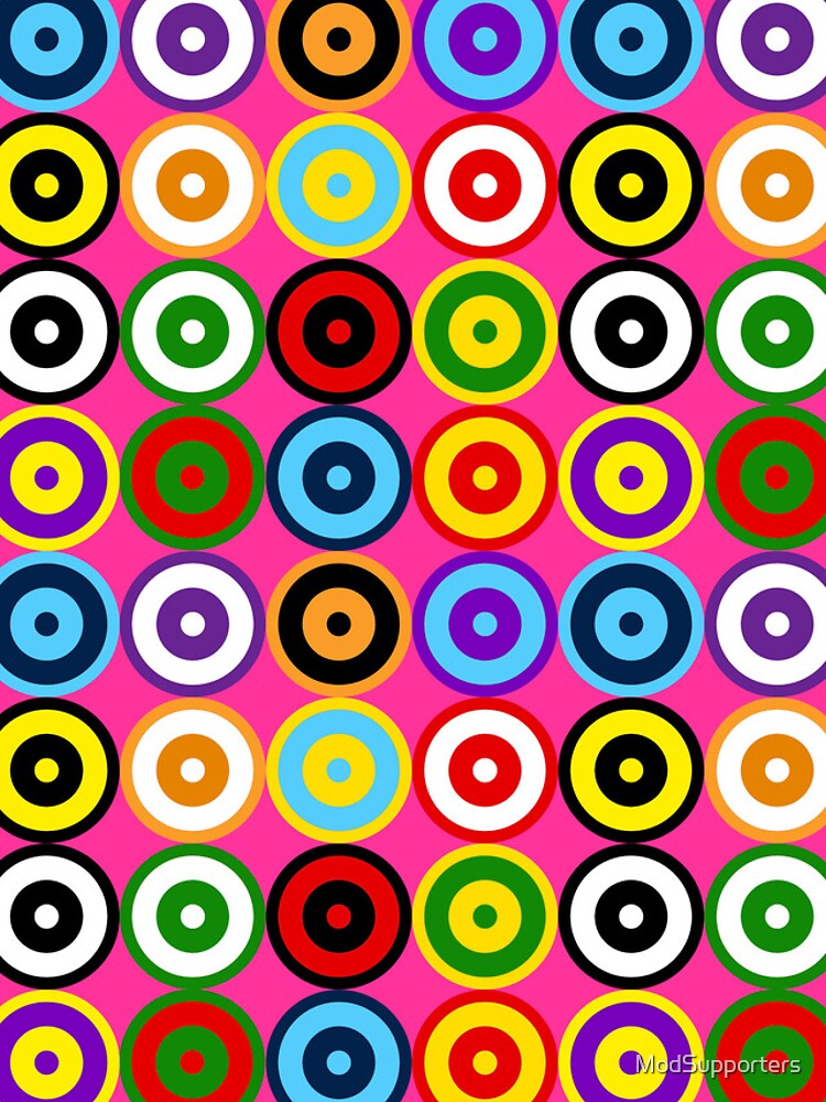Thumbnail 4 of 4, iPhone Case, PINK Multi-pattern Retro Mod Roundel designed and sold by ModSupporters.