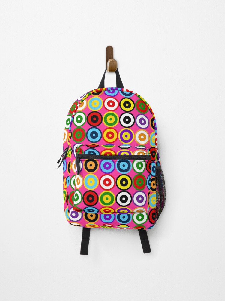 Thumbnail 1 of 3, Backpack, PINK Multi-pattern Retro Mod Roundel designed and sold by ModSupporters.