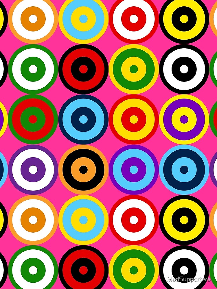 Thumbnail 3 of 3, Scarf, PINK Multi-pattern Retro Mod Roundel designed and sold by ModSupporters.