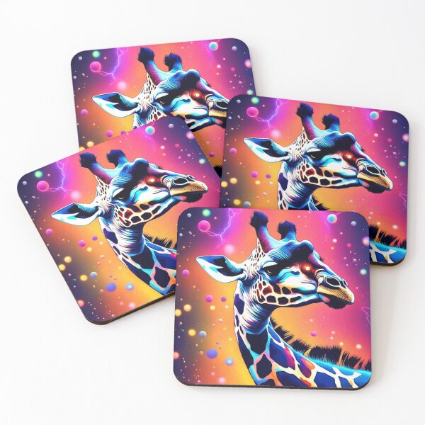 Item preview, Cosmic Odyssey: Astral Giraffe in Neon Constellations designed and sold by javaoverride.