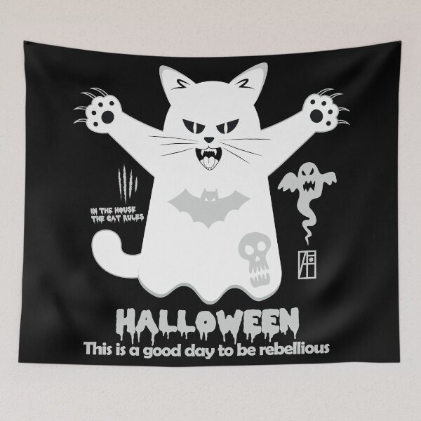 Item preview, CAT rules - This is a good day to be rebellious for Halloween  - cute Halloween  designed and sold by ArtProjectShop.