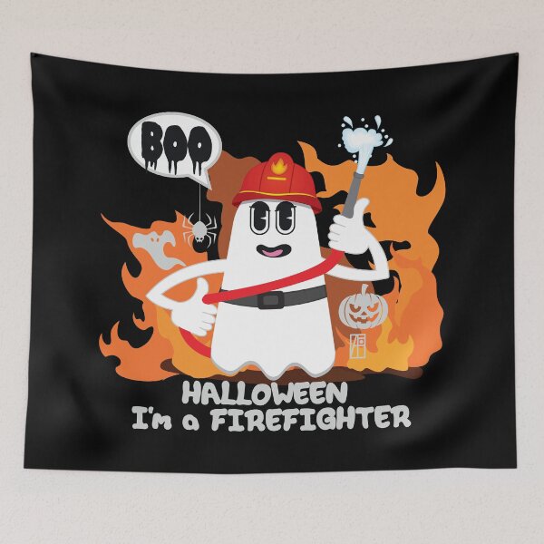 Item preview, BOO Firefighter dressed as a GHOST - Funny Halloween Ghos designed and sold by ArtProjectShop.
