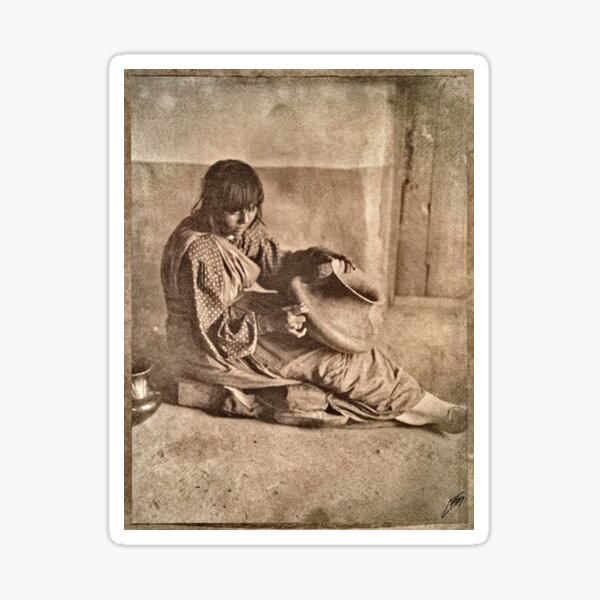 Item preview, Native Potter Woman, Santa Clara, New Mexico 1905 Edward S Curtis designed and sold by RocketshipRetro.