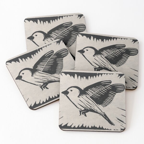 Item preview, Finch linocut designed and sold by John Paul Neufeld.
