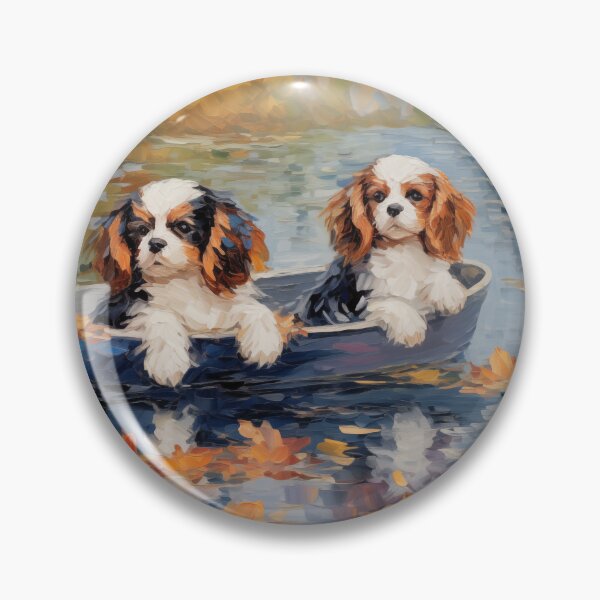 Item preview, Cavalier King Charles Puppies Monet Painting designed and sold by Dramaqueenbee.