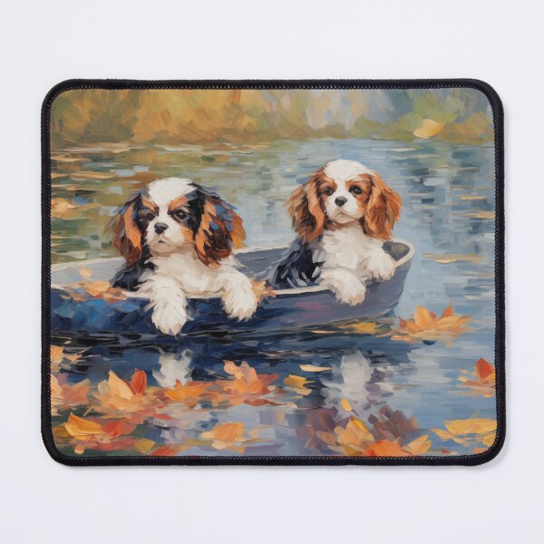 Item preview, Cavalier King Charles Puppies Monet Painting designed and sold by Dramaqueenbee.