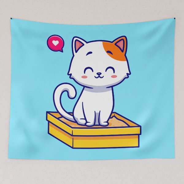 Item preview, Cute Cat Sitting in Sand Box Cartoon Icon designed and sold by hjian8219.