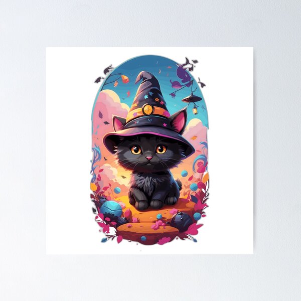 Item preview, Halloween Wicca Cat designed and sold by World of Printed Art ..
