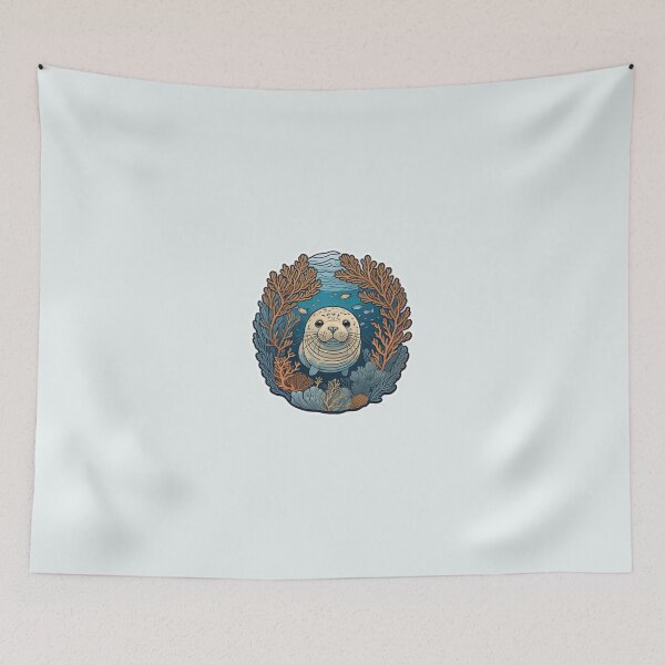Item preview, Cute seal surrounded by corals designed and sold by WildStudiio.