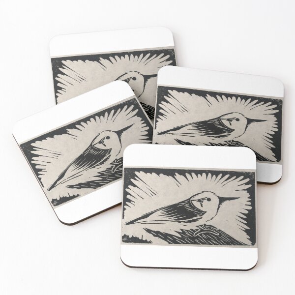 Item preview, Nuthatch linocut designed and sold by John Paul Neufeld.