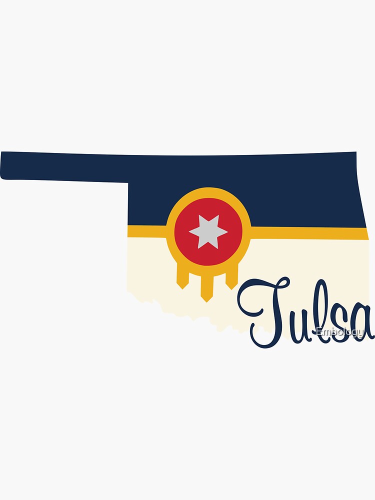 "Oklahoma Tulsa Flag " Sticker for Sale by Embology Redbubble