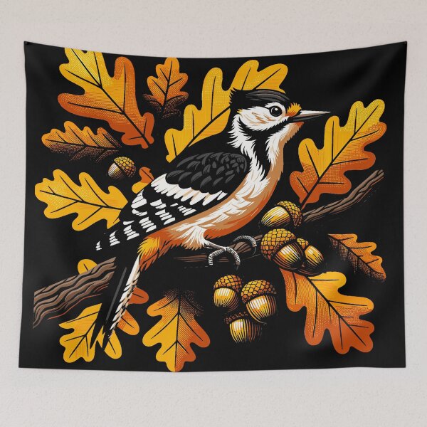 Item preview, Acorn Woodpecker in Autumn Oak Tree designed and sold by ElLocoMus.