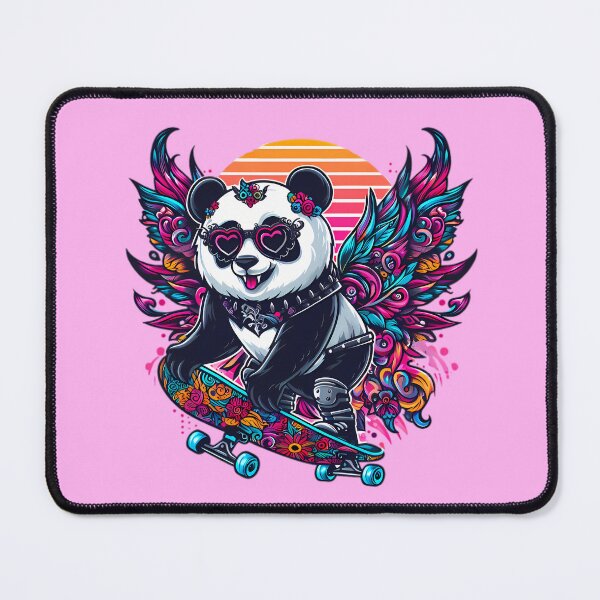 Item preview, Gothic Rainbow Panda Skater - Colorful Skateboarder designed and sold by Kittyzens.