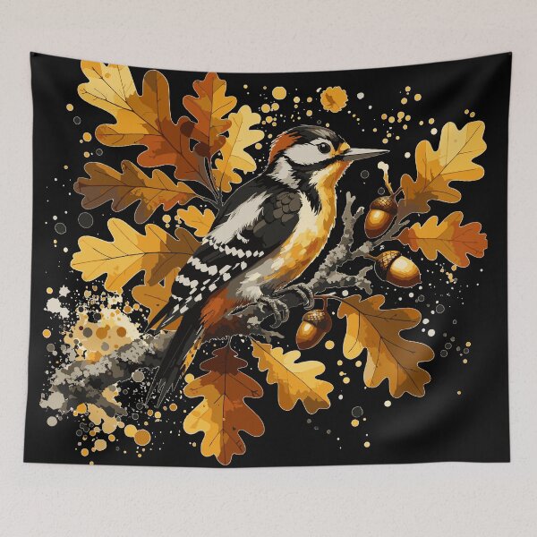 Item preview, Watercolor Acorn Woodpecker in Autumn Oak Tree designed and sold by ElLocoMus.