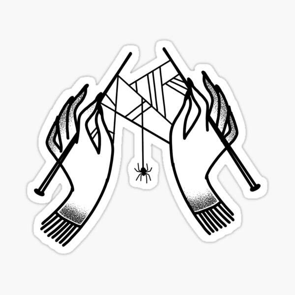 Item preview, Witchcore Boho Spider knitting hands spiderwebs designed and sold by jazzydevil.