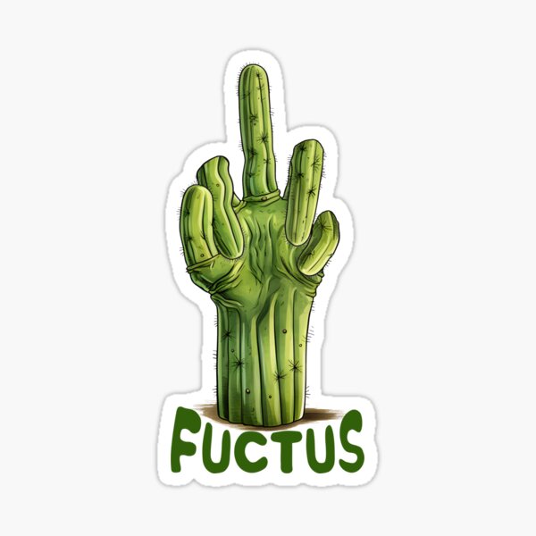 Cactus peyote in form of middle finger obscene gesture sketch