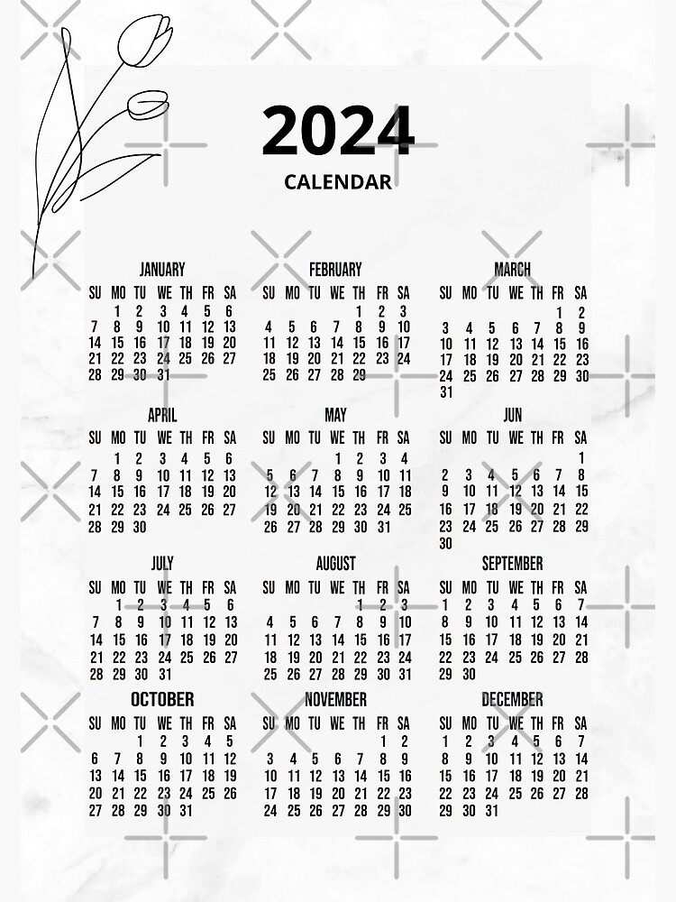 Calendar 2024 B&W Personal Affiche