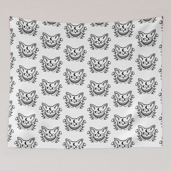 Item preview, Witchcore Boho Tattoo Cat face and crescent moon designed and sold by jazzydevil.