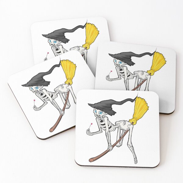 Item preview, Skeleton witch on broom designed and sold by JackDraws88.
