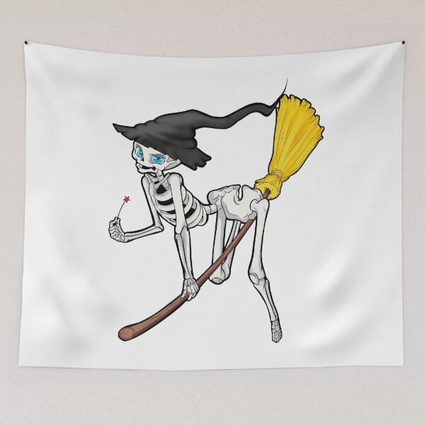 Item preview, Skeleton witch on broom designed and sold by JackDraws88.