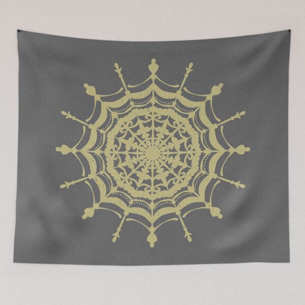 Item preview, Victorian Lace Spider Web Mandala - Slate + Gold designed and sold by Irene Estelle.