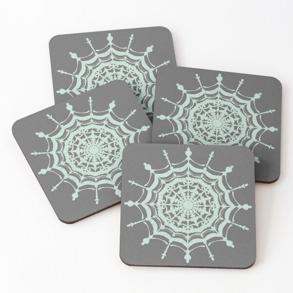 Item preview, Victorian Lace Spider Web Mandala - Slate + Mint designed and sold by Irene Estelle.
