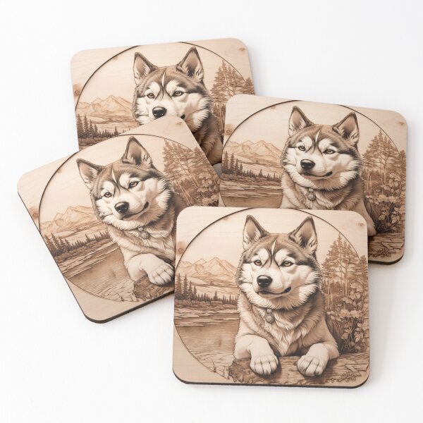 Item preview, Husky siberiano: La majestuosa gracia de la madera (Pyro Pets Art - 050) designed and sold by pyropetsart.