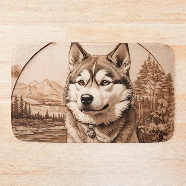 Item preview, Siberian Husky: The Majestic Grace of Wood (Pyro Pets Art - 050) designed and sold by pyropetsart.