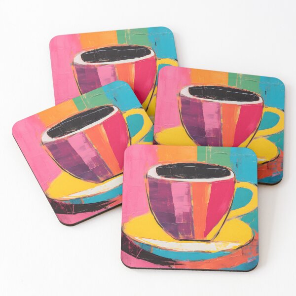 Item preview, Pink Abstract Brew- Fauvist Coffee Cup with Striking Primitivist Expressionism Generative AI designed and sold by OlfactoART Studio.