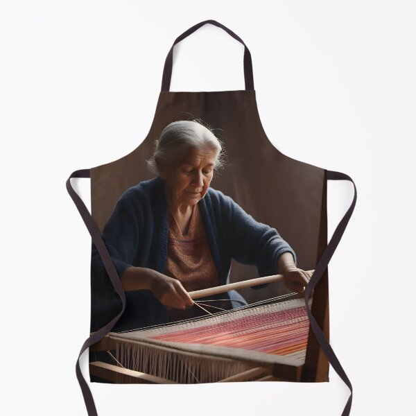 Item preview, Old woman weaving a rug designed and sold by aiARToftheWORLD.