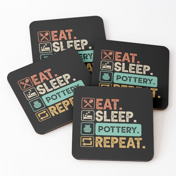 Item preview, Eat Sleep Pottery Repeat designed and sold by ArtMeetsPizza.