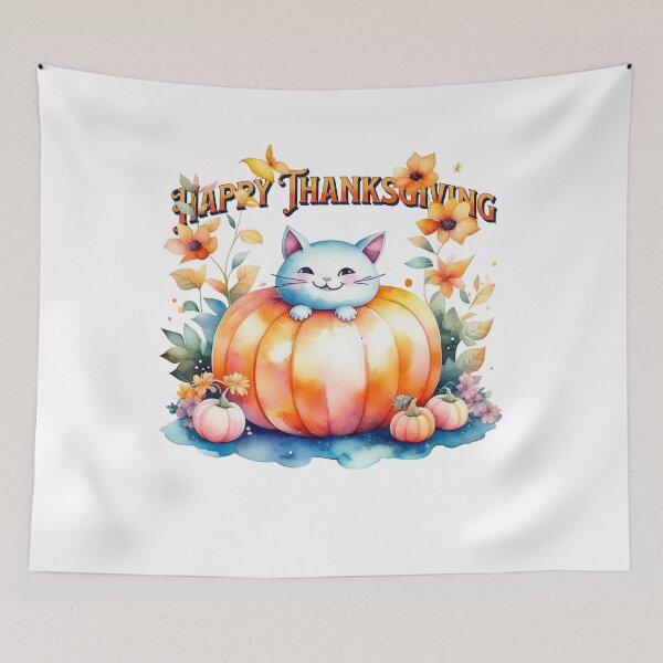 Item preview, Happy Thanksgiving Day Pumpkin Cat designed and sold by Manifest-Style.