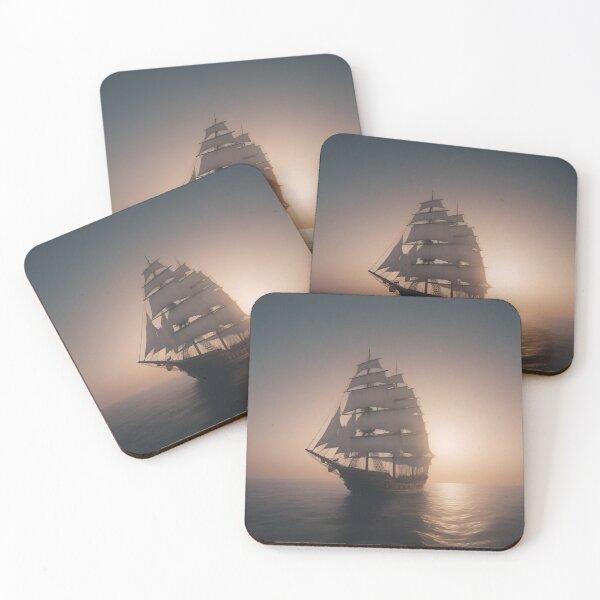 Item preview, Sailing ship at sunrise designed and sold by aiARToftheWORLD.