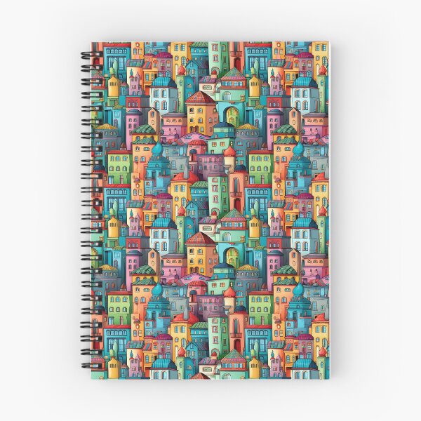 Item preview, Gradient paintings of buildings and houses lined up on a high hill Seamless Pattern  designed and sold by jinbomi.