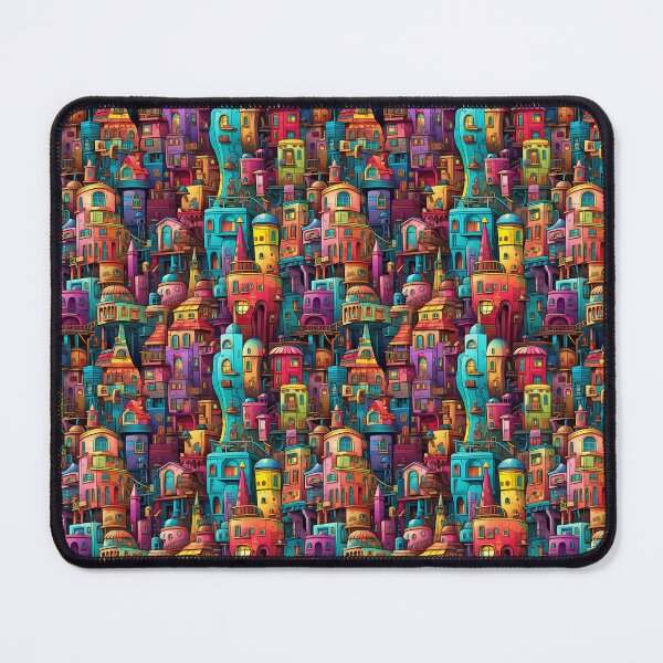 Item preview, Gradient paintings of distorted colorful buildings in mystery city Seamless Pattern designed and sold by jinbomi.